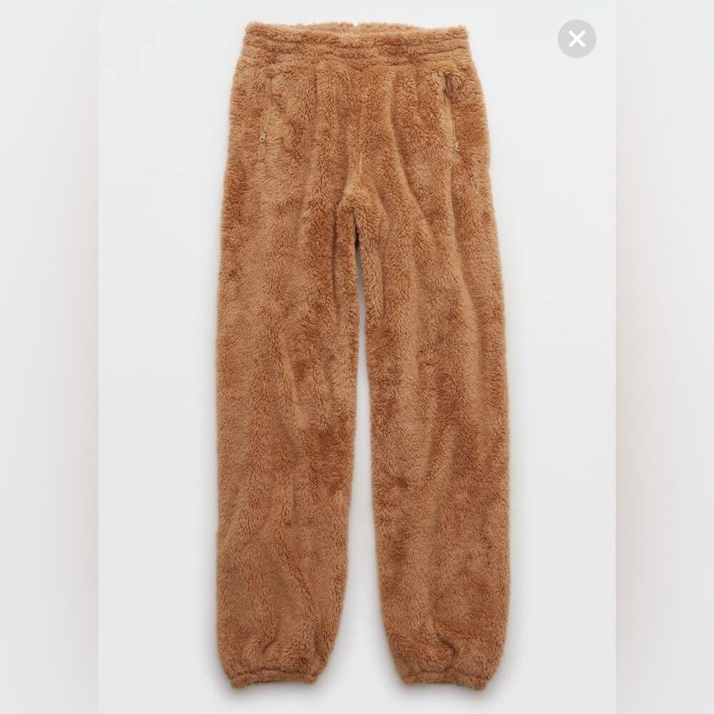 aerie Offline Sherpa Teddy Jogger Pants Soft Cozy Pockets Size XL - Picture 3 of 11